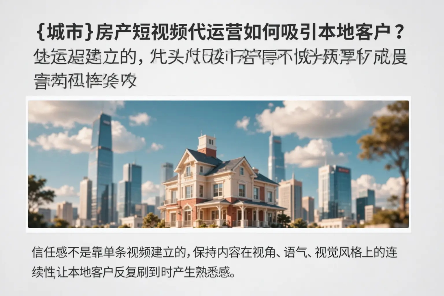 杂多房产短视频代运营如何吸引本地客户?